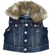 Modrá riflová vesta s kožešinou Denim 