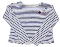 Bielo-modré úpletové tričko s nášivkami H&M