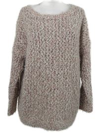 Dámsky bielo-ružovo-zlatý vzorovaný chlpatý sveter George