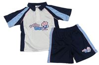 2set - Tmavomodro-bílé sportovní tričko + kraťasy s rugbystou  