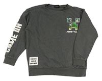 Tmavosivá mikina s potiskem -Minecraft