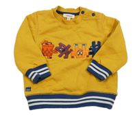 Horčicová mikina s obrázkami