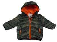 Khaki army šušťáková ľahká zateplená bunda s kapucňou zn. Minoti