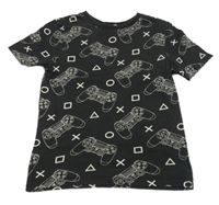 Čierne vzorované tričko s ovladači H&M