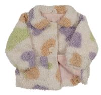 Světlerůžovo-lila-zelená vzorovaná huňatá podšitá bunda H&M