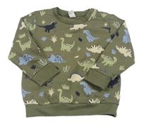 Khaki mikina s dinosaurami Topomini