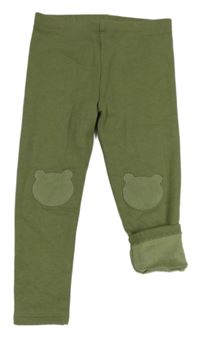Khaki zateplené legíny s medvídky Next