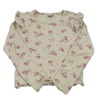 Smetanovo-růžové květované žebrované triko Kiki&Koko