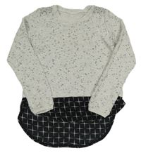 Svetlošedá -čierny melírovaný sveter s korálkami Yigga