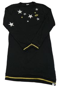 Černé teplákové šaty s hvězdičkami a proužky vel. 176