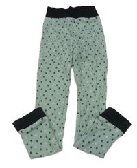 Zelenošedo-černé spodní kalhoty s květy