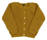 Okrový pletený propínací svetr kiabi