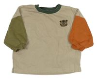 Béžové triko s tygrem a barevnými rukávy Next