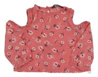 Růžová květovaná šifonová halenka Primark