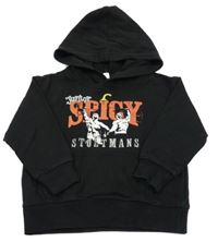 Čierna mikina s nápisom a kapucňou