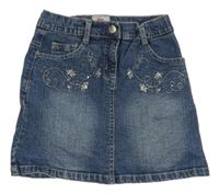 Modrá rifľová sukňa s výšivkami Manguun