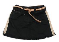 Čierna rifľová sukňa s pruhom a opaskom C&A