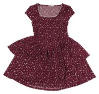 Vínovo-bílé vzorované šaty Primark