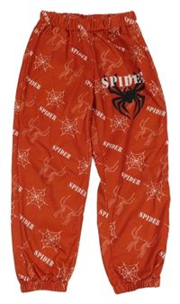 Červené lehké tepláky s nápisy a pavouky Shein