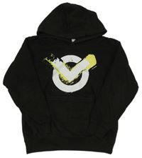 Čierna mikina s potlačou a kapucňou