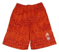 Červené vzorované sportovní kraťasy s potiskem Adidas