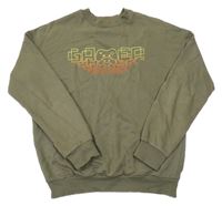 Khaki mikina s nápisom a ovladačem H&M