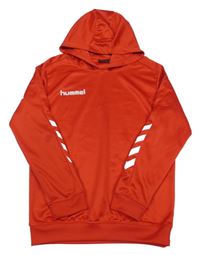 Červená funkčná športová mikina s logom a kapucňou hummel