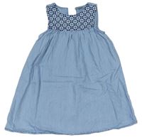 Modré rifľové šaty s výšivkou Next