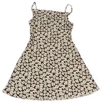 Hnedo-biele kvietkovane šaty s vodou Candy Couture
