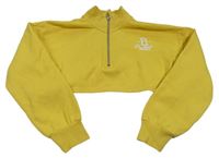 Žltá crop mikina s výšivkou a všitým topem River Island