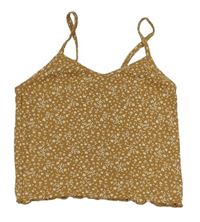 Béžový rebrovaný crop top s kvietkami H&M