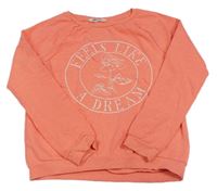 Neónově oranžová mikina s kvietkom H&M