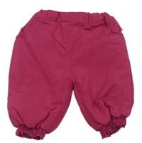 Malinové šusťákové podšivé cuff kalhoty 