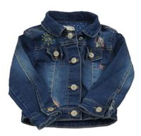 Tmavomodrá riflová bunda s výšivkou Sfera