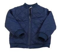 Tmavomodrá šušťáková prešívaná zimná bunda Shein