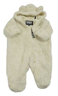 Smetanová kožešinová podšitá kombinéza s kapucí DKNY