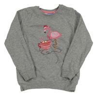 Sivá melírovaná mikina s plameňákem Lupilu