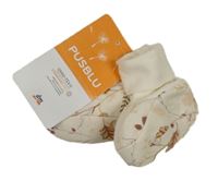 Nové - Smotanové bavlnené zateplené cápačky s listami Pusblu vel. 68