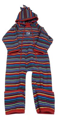 Barevně pruhovaná fleecová kombinéza s kapucí Jojo Maman Bebé 