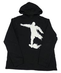 Černá mikina s fotbalistou a kapucí H&M