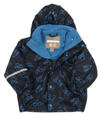 Tmavomodrá nepromokavá podšitá bunda s traktory a kapucí Ceretec