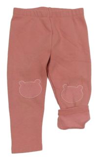 Světlerůžové zateplené legíny s medvídky 