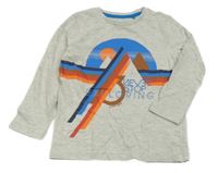 Šedé melírované triko s horami Tu