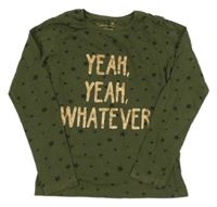 Khaki triko s nápisem a hvězdičkami Primark