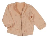 Broskvová krepová děrovaná jarní bunda Nutmeg