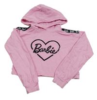 Svetloružová crop mikina s Barbie s kapucňou
