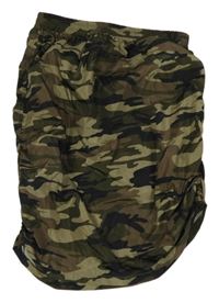 Béžovo-hnedo-čierna army šušťáková nařasená sukňa Shein