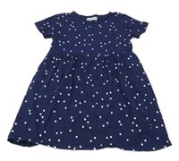 Tmavomodré bodkované bavlnené šaty Sinsay