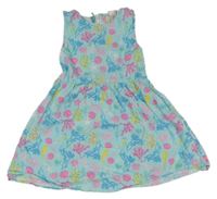 Svetlomodré plátenné šaty s mořskými živočichy LCW