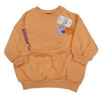 Nové - Oranžová oversize mikina s kočkami Next